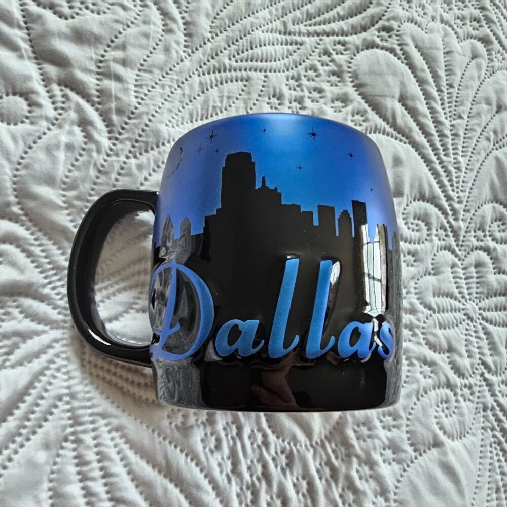 Dallas Skyline Black & Blue Ceramic Coffee Mug, Large, By Americaware 2014